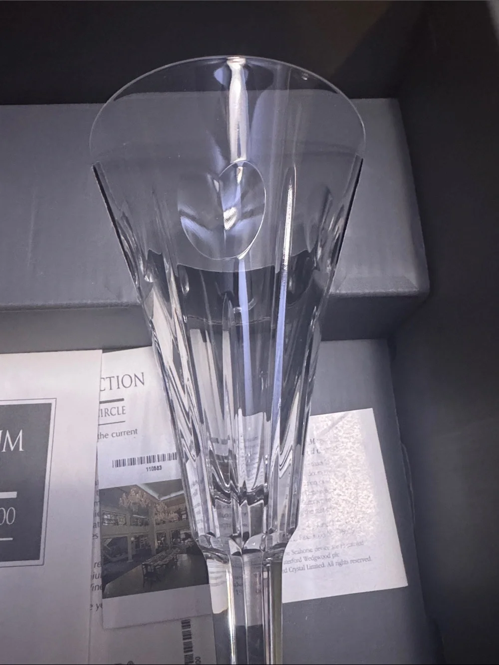 Set of 2 Waterford Crystal Clear Faceted Champagne Flutes millennium collection.